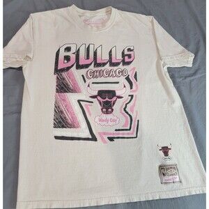 NBA Mitchell & Ness Chicago Bulls T-Shirt L Hardwood Classics Pink Retro Graphic